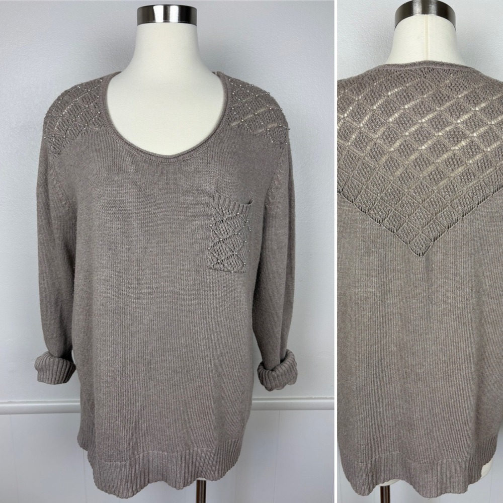Gertie‎ Wool Angora Sweater Beaded Knit Brown Rolled Neck Cottagecore Grannycore